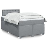 Boxspring met matras stof lichtgrijs 120x190 cm - thumbnail