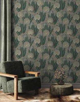 Dutch Wallcoverings Asperia - Asperia - Donkerblauw/Groen