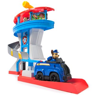PAW Patrol speelfigurenset uitkijktoren met 2 Chase-figuren en auto