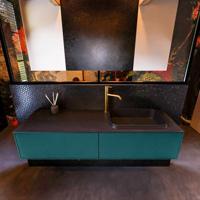 Badkamermeubelset Mondiaz Erin 150 cm met 2 Lades met RIDGE Wastafel Rechts Urban met 1 kraangat Greeploos Mat Smag - thumbnail