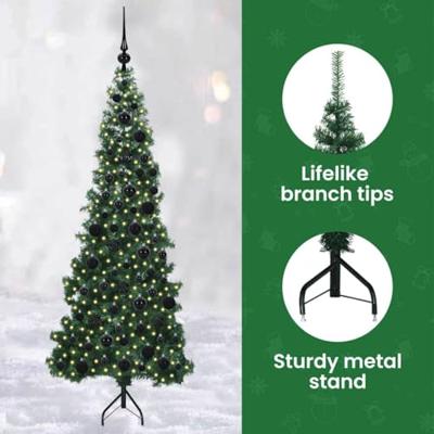 VidaXL Hoek kunstkerstboom met 300 led groen 180 cm pvc en metaal