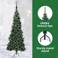 VidaXL Hoek kunstkerstboom met 300 led groen 180 cm pvc en metaal - thumbnail