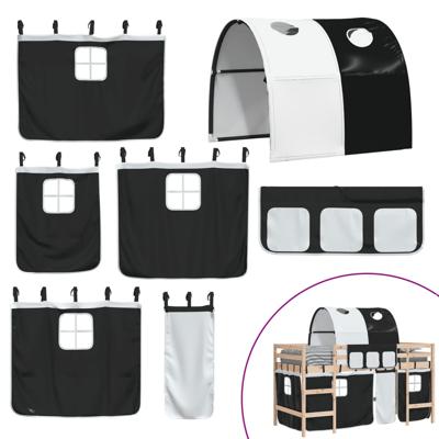 Kinderhoogslaper met tunnel 90x200 cm grenenhout wit en zwart