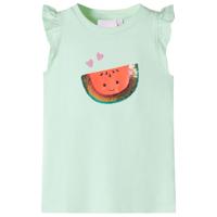 VidaXL Kindershirt met ruches aan de mouwen 128 zachtgroen - thumbnail