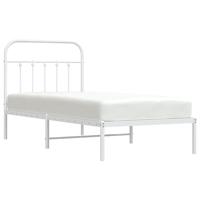 Bedframe met hoofdbord metaal wit 90x200 cm - thumbnail
