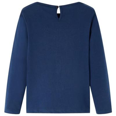 Kindershirt met lange mouwen vogelprint 128 marineblauw - thumbnail