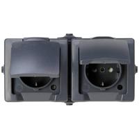 Kopp 137015003 Nautic Wandontactdoos met klapdeksel spatwaterdicht Antraciet 1 stuk(s) - thumbnail