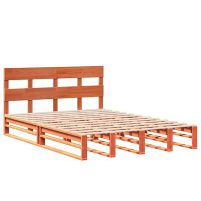 Bedframe zonder matras massief grenenhout wasbruin 135x190 cm