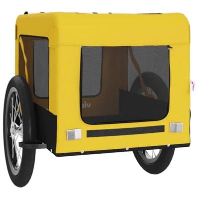 Hondenfietstrailer oxford stof en ijzer geel en zwart - thumbnail