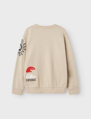 Name it zomer sweat shirt jongens - taupe - Nkmfesab