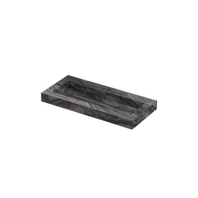 INK Pitch Wastafel keramische slab centraal met drain en front en side skirts 1 kraangat 100x45x9 Venice brown glossy