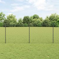 VidaXL Hek met paal grijs 1 x 10 m staal en pvc - thumbnail