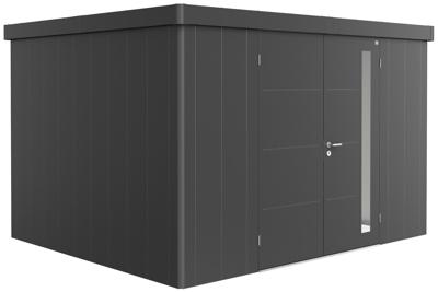 Biohort Neo 3D metalen tuinhuis donkergrijs 348x292 cm met dubbele deur- Plat dak- Metaal- Biohort Biohort Neo 3D metalen tuinhuis donkergrijs 348x292 cm met dubbele deur- Plat dak- Metaal- Biohort