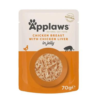 APPLAWS Chicken breast with chicken liver in jelly - nat kattenvoer - 70g