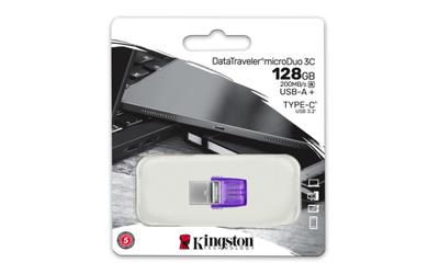 Kingston Technology DataTraveler 128GB microDuo 3C 200 MB/s dubbele USB-A + USB-C - thumbnail