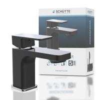 Wastafelkraan Schutte Raven Mengkraan Eéngreeps Chroom Zwart Met Click Waste - thumbnail