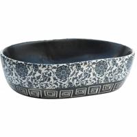 VidaXL Opzetwasbak ovaal 47x33x13 cm keramiek zwart en blauw - thumbnail