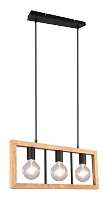 Trio HanglampAgra 3-lichts hout met zwart - 313800332