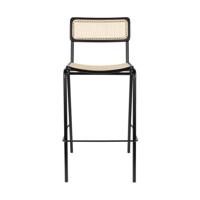 Zuiver Barkruk 'Jort' Rotan, kleur Naturel/Zwart (zithoogte 78cm) - thumbnail