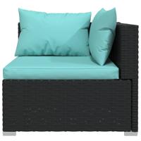 8-delige Loungeset met kussens poly rattan zwart - thumbnail