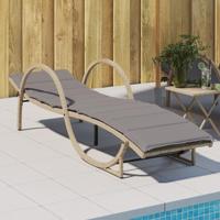 Ligbed met kussen 60x199x42 cm poly rattan beige - thumbnail