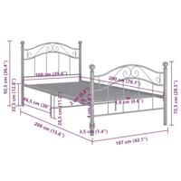 Bedframe metaal grijs 100x200 cm - thumbnail