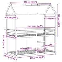 Stapelbedframe zonder matras massief grenenhout 90x200 cm - thumbnail
