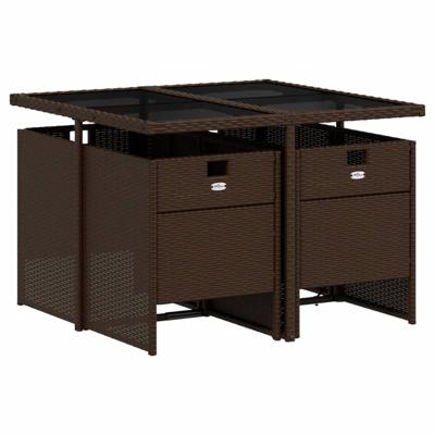 5-delige Tuinset met kussens poly rattan bruin - thumbnail