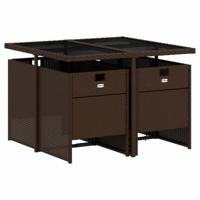 5-delige Tuinset met kussens poly rattan bruin - thumbnail