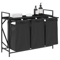 Wasmand 3 vakken met plank zwart eikenkleurig - thumbnail