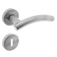 Deurkruk Gebogen met geveerde rozet met sleutelgat plaatjes ATP RVS - thumbnail