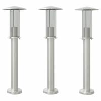 Vloerlamp voor buiten 3 st 60 cm roestvrij staal zilverkleurig - thumbnail