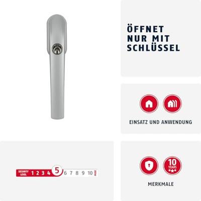 Maniglia - ABUS - FG300 S CL/DFNLI - Doppia protezione per finestre in plastica o alluminio - Testata secondo DIN 18267