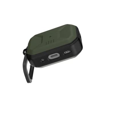 URBAN ARMOR GEAR UAG Civiele hoes voor de Apple AirPods Pro 2022 [compatibel met draadloos opladen/status-LED zichtbaar, Lightning-connectordeksel, afneembare karabijnhaak] Olijfje