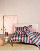 Essenza Essenza Minte Stripe Dekbedovertrek Woodrose - Dark teal 260x200/220 - thumbnail