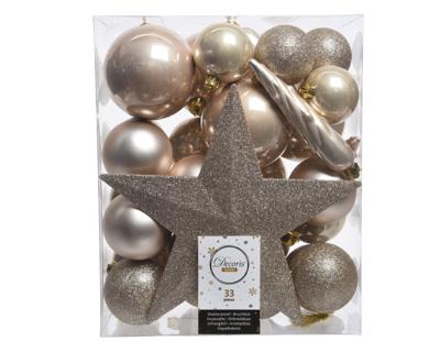 Kerstboomversiering Mix 33 st. - Parel - Decoris