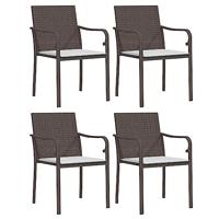 Tuinstoelen 4 st met kussens 56x59x84 cm poly rattan bruin - thumbnail