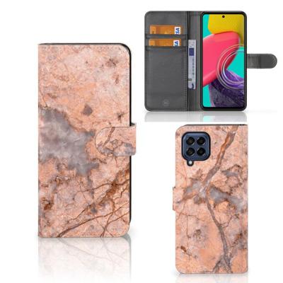 Samsung Galaxy M53 | Bookcase | Marmer Oranje | Portemonnee hoesje