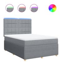 Boxspring met matras stof lichtgrijs 160x200 cm - thumbnail