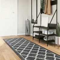 VidaXL Vloerkleed wasbaar anti-slip 80x300 cm zwart en wit - thumbnail