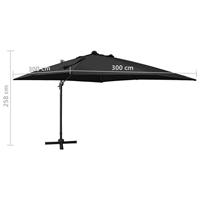Zweefparasol met paal en LED-verlichting 300 cm zwart - thumbnail
