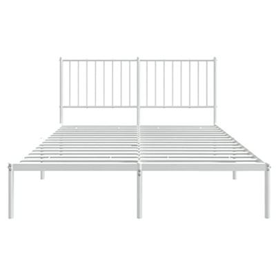 Bedframe met hoofdbord metaal wit 140x200 cm