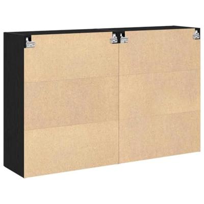 Wandkasten 2 Stuks Zwart Eiken 69,5 x 34 x 90 cm Geengineerd Hout