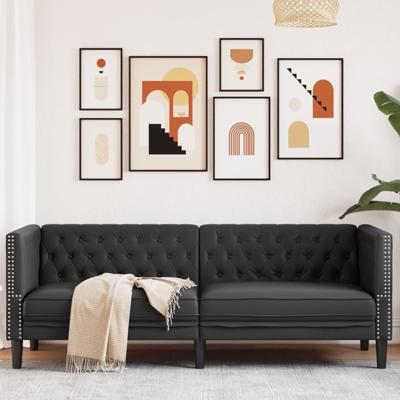 Driezitsbank Chesterfield-stijl kunstleer zwart Driezitsbank Chesterfield-stijl kunstleer zwart