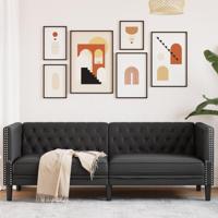 Driezitsbank Chesterfield-stijl kunstleer zwart - thumbnail