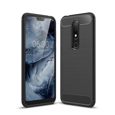 Carbon Fiber Texture TPU schokbestendige geval voor Nokia 6.1Plus / X6 (zwart)
