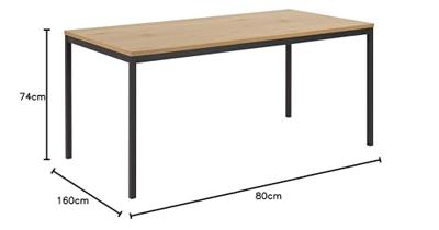 Bendt Eettafel 'Holger' Eiken en metaal, 160 x 80cm