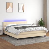 Boxspring met matras en LED stof crèmekleurig 160x200 cm - thumbnail