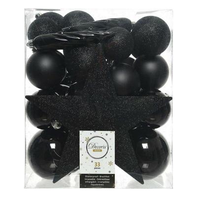 Kerstballen Decoris Zwart Plastic - thumbnail