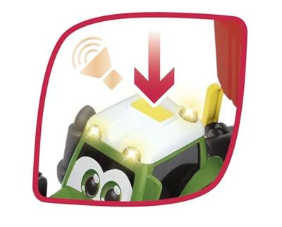 Dickie Abc fendti tractor met aanhanger en boerderij - thumbnail